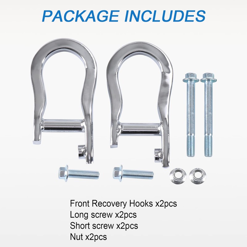 CARMOCAR Front Recovery Tow Hooks Replacement for 2007-2019 Chevy Silverado