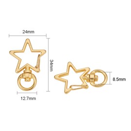 WANDIC Star Shape Metal Swivel Lobster Clasp, 50 Pcs Swivel Lanyard Clips Snap Hooks for Crafts Jewelry Making Findings