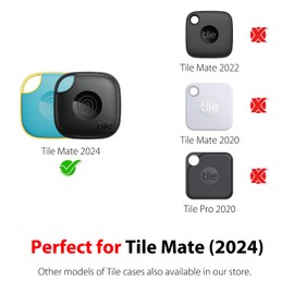 Silicone Case for Tile Mate 2024 with Carabiners, 2 Pack Anti-Scratch Protective Cover for Tile Tracker (Black/Red)