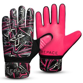 Trepace SPORTS Football Goalkeeper Gloves For Boys Kids Youth Children Soccer Goalie Goalkeeping Glove with Grip Palms (Pink, 7)