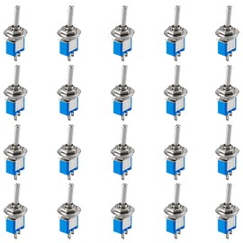 PerfectHD Mini Toggle Switch - Mini Switch - 2 Contacts - Rocker Switch - 3A 125V - Blue - Set of 20 - 8 Variants
