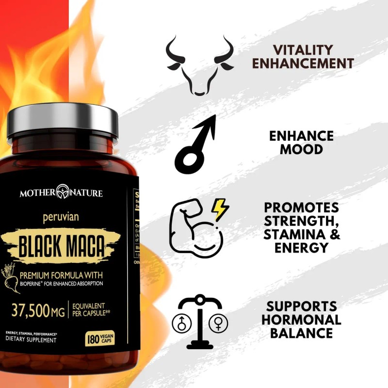 Mother Nature Maca Negra 501 37,500 Mg, 180 Cpsulas