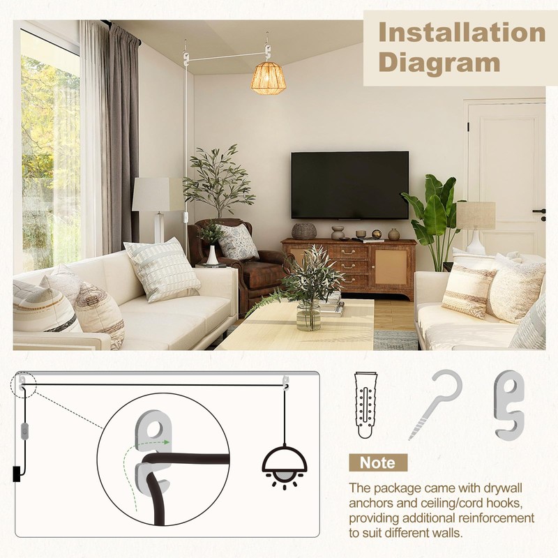 DiCUNO Hanging Lantern Extension Cord Cable, E26 Pendant Light Socket