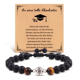 2025 Schulabschluss Geschenk für Sie/Ihn, Verstellbar Naturstein Kompass Armband Inspirierender Abitur College Abschluss Armbänder für Sohn Bruder Freund Amulett Glück Schmuck