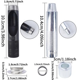 Luabue 100 Sets Eyelet Tool Set 18 mm Eyelets Set with 3 Pieces Tool Metal Eyelets Copper Tarpaulin Eyelets for DIY Leather Shoes Leather Bags Clothing Craft Fabric (18 mm)