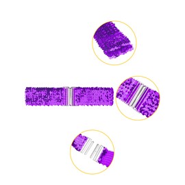Allegra K Women's Glitter Stretch Waist Belt Interlock Buckles Sequins Decor Wide Elastic Belt 2 Pieces, Light Purple