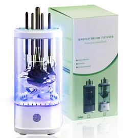 Electric Makeup Brush Cleaner Machine, Upgrade Cosmetic Brush Cleaner,Automatic Spinning USB Efficient Makeup Brush Cleaner Fit For All Size Makeup Brushes (Light White)