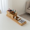 ROCDEER Bamboo Vanity Tray, 6-Piece Bathroom Countertop Vanity Tray Set,