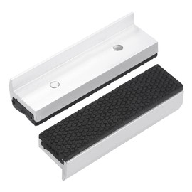 sourcing map 4" Aluminum Vise Jaws with Magnetic, Rubber Pads Covers for Woodworking, DIY Making, Plumbing 1 Pair
