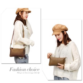 Artwell Women Genuine Leather Clutch Handbag Fashion Wristlet Purse Envelop Crossbody Shoulder Bag with Removable Long Strap for Party Wedding Shopping (Khaki)