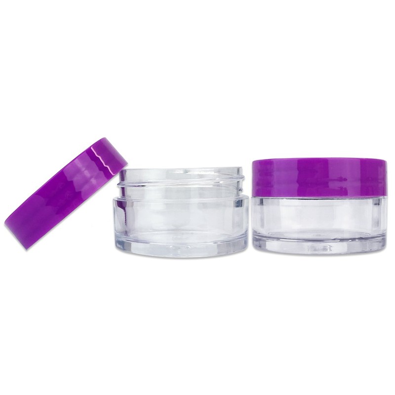 Beauticom 20G/20ML Clear Round Sample Container Jars with Purple Lids