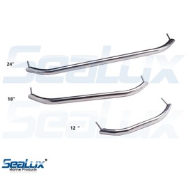 SeaLux Marine 12" Stud Mount Handrail, 7/8" Oval SS Tubing Handrail Grab Handle with Welded 1/4"x 2" Studs