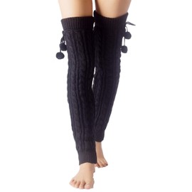 iB-iP Women's Ballet Dancer Aerobic Cute Thermal Leg Warmers, black