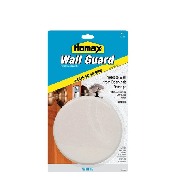 Homax Wall Guard, White, 5", Self-Adhesive, Doorknob Protector