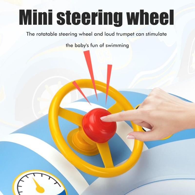 Baby Inflatable Pool Float with Canopy Car Shaped Baby Swim