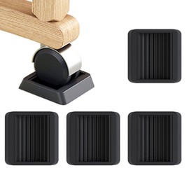 Caster Stoppers, Set of 4, Caster Fixed, Vibration Absorption, Silent, Scratch Prevention, Anti-Slip, Chair, Bed, Furniture, 3.1 x 3.1 x 0.8 inches (8 x 8 x 2 cm), Black