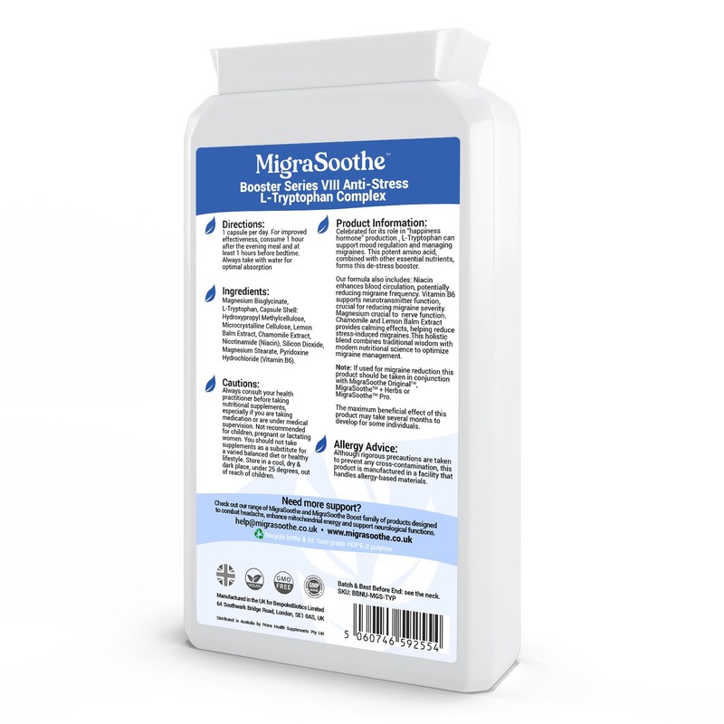 MigraSoothe L-Tryptophan Complex Booster Series VIII – Anti-Stress Formula for