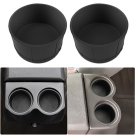 AOTEMILK Rear of Center Console Cup Holder for Ford F150 2004-2014 Non-Flow Through Console Cup Holder Replacement Insert for F150 2004-2014 TPE Drink Bottle Holder 2PCS (Without Flow Through Console)