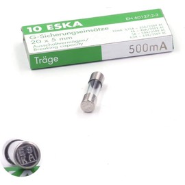 10 x Glass Fuses 0.5A/250V AC 5x20mm Delayed