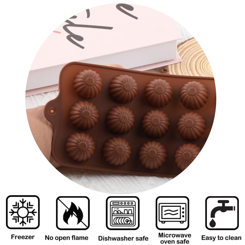EPYHREHM 15 Cavity Semicircle Silicone Chocolate Molds For Chocolate Candy
