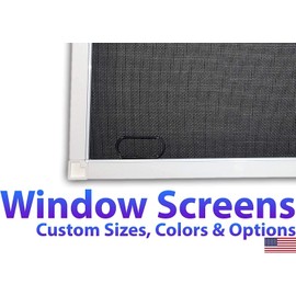 Window Screens Pre-Framed, Ready to Hang - Home Replacement Window Screens - Custom Sizes, Colors & Options - Frame Color: (White), Material Type: (Fiberglass Screen - Gray)