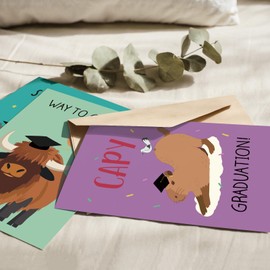 24 Funny Graduation Cards Bulk, 6 x 4 In Animals Graduation Cards Pack with Envelopes Stickers, Congrats Grad Gifts for Preschool Middle School High School College Graduates, Grad Party Supplies