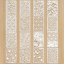 Textile Design Stencils, 16 Pieces Painting Stencils for Crafts, Reusable Drawing Stencils 28 x 18 cm Stencil Stencils for DIY Furniture Wall Home Decor Scrapbooking