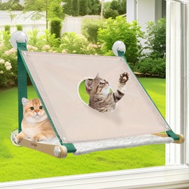 Cat Window Perch, Cat Hammock for Window, 2 in 1 Cat Window Hammock Bed for Indoor Cats, Large Cat Perch with Sturdy Screw Suction Cups for Large Cats & Kittens (Green)