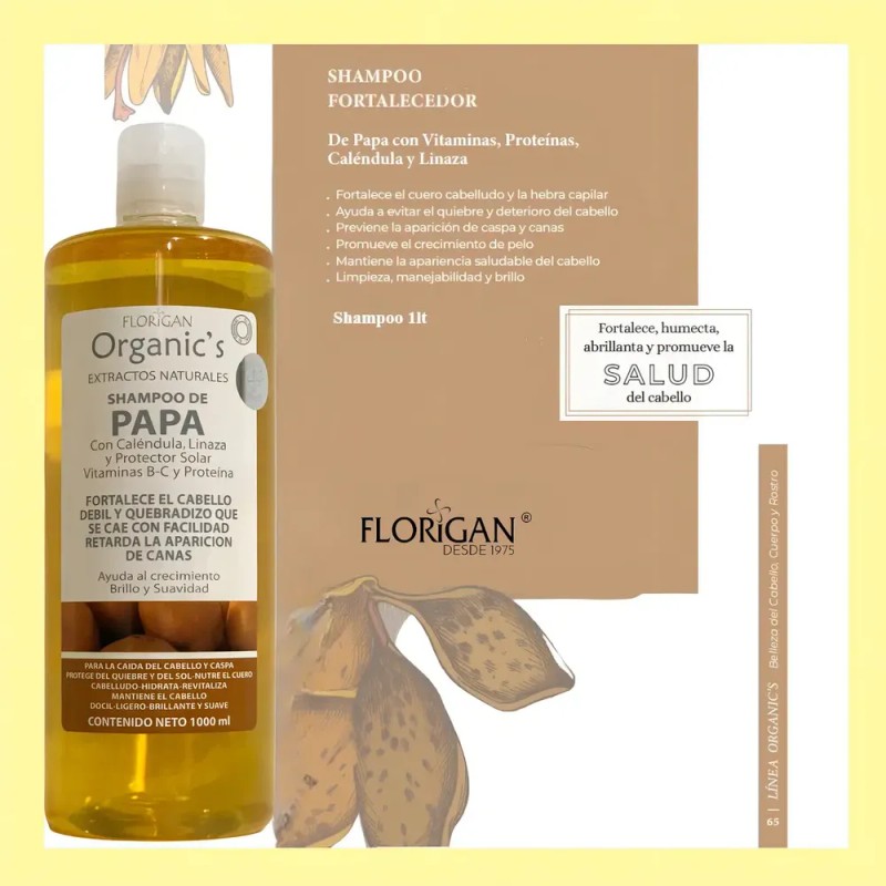 Shampoo Fortalecedor De Papa Con Vitaminas 1lt. Florigan