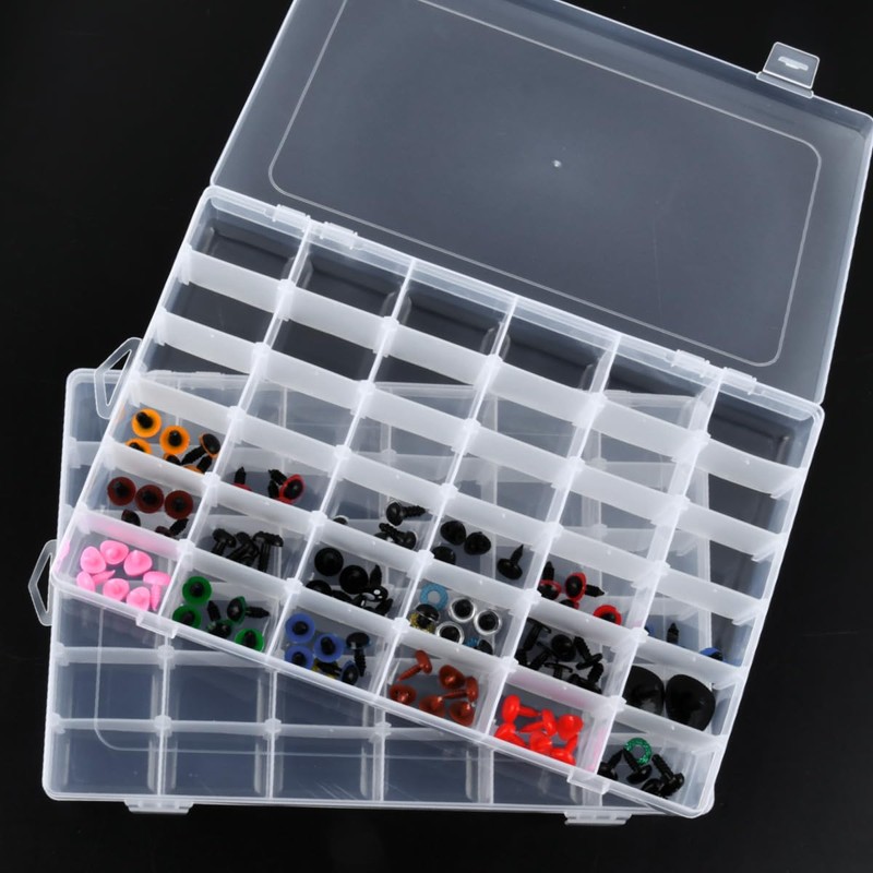 TIMESETL 2 x 36 Compartment Removable Clear Plastic Storage Boxes