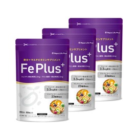Fe Plus Ferritin Iron, 1.3 mg x Iron, Multivitamins, Beauty Ingredients, Supplement, 8 Nutritional Functional Foods, Vitamins, 23 Types, 90 Days, Additive-free, Naturally Derived from Soybeans, Made
