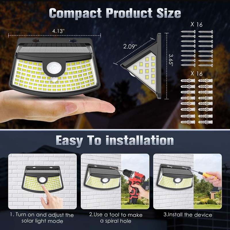 Aootek New Solar Motion Sensor Lights 120 LEDs with Lights