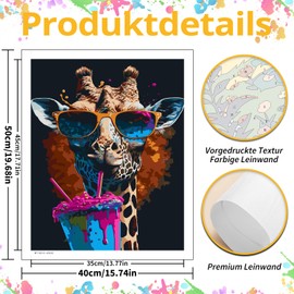 Deer Paint by Numbers, Deer Paint by Numbers Adult, DIY Hand Painted Oil Painting for Home Décor, Gift, 40 x 50 cm