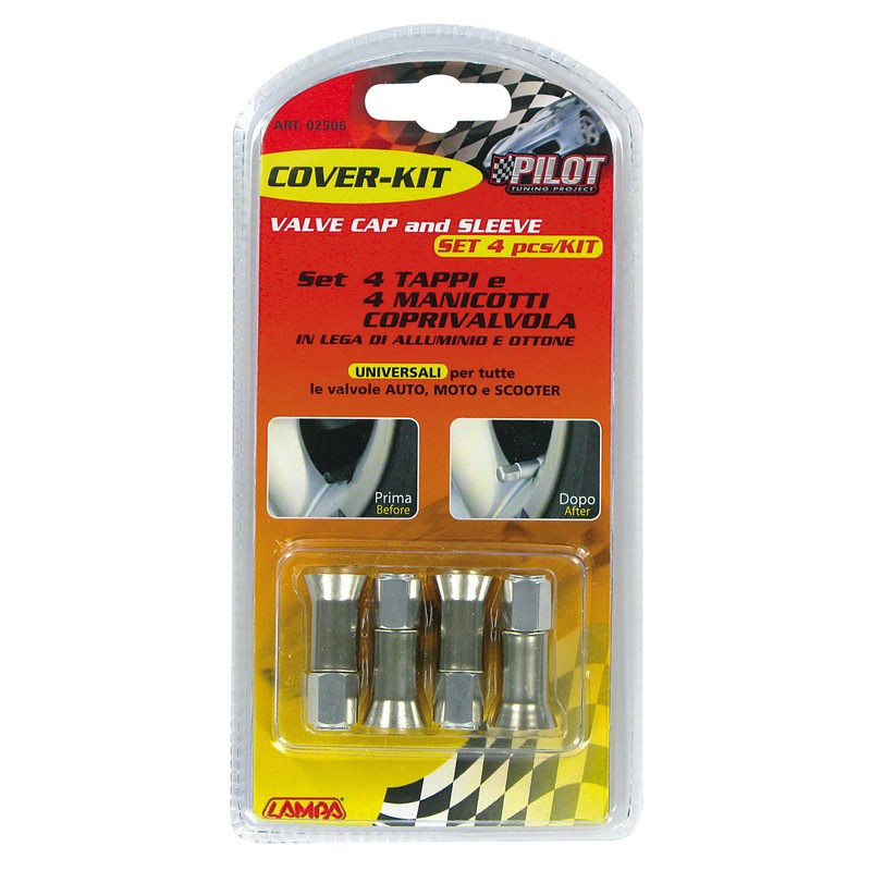 Pilot Universal Valve Caps Silver Set of 4