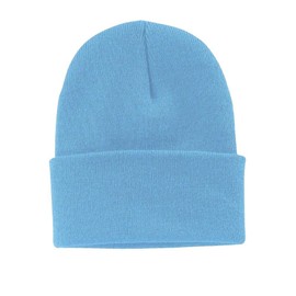 Fine Knit Watch Cap Beanie, Winter Hat, 100% Acrylic, Made in USA, One Size (1, Sky Blue)