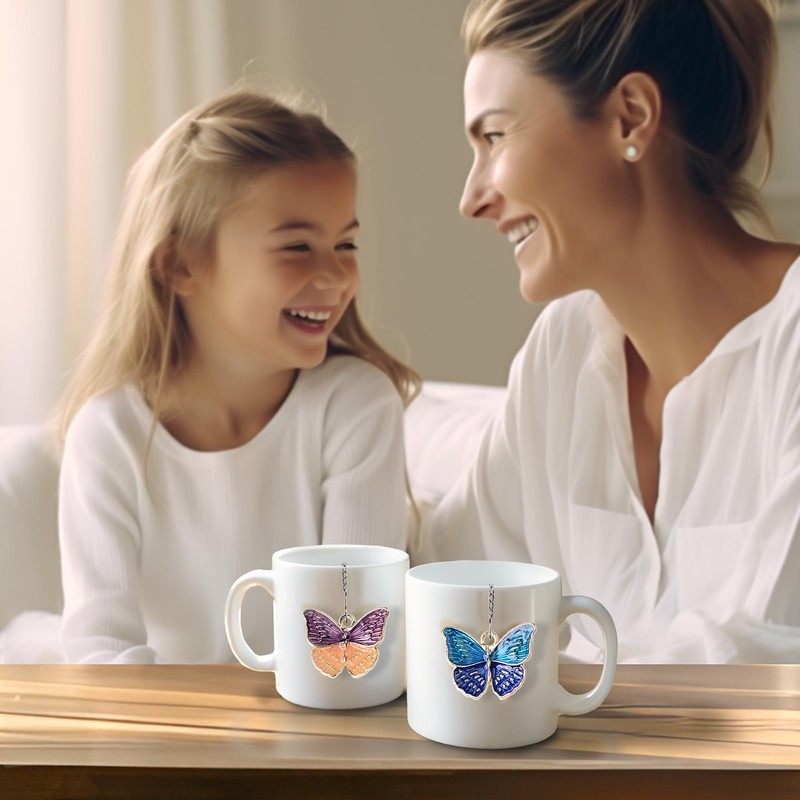 Tea Infuser Set with Dual Butterfly Pendants - NSTaygate Premium