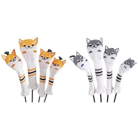 Golf Headcover Knit Driver Cover for 440cc 460cc Wood Cover Utility Cover UT Cover Smile Akita Inu Single Item (For Akita Inu DR, Gray)