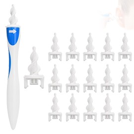 Ohrenschmalz Entferner, Ohrreiniger für Erwachsene, Ohrenreiniger Sicheres und Weiches Spirale Silikon Ear Cleaning kit mit 16 Abwaschbaren Ersatzköpfen, Geeignet für Kinder und Menschen