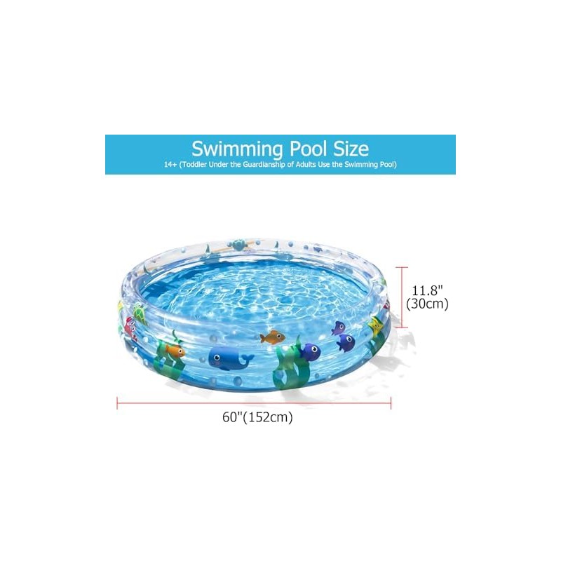 Kiddie Piscina de 60 x 11.8 pulgadas, para niños, piscinas