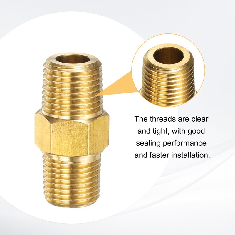 sourcing map 2pcs Brass Pipe Fitting 1/8" BSPT x 1/8"