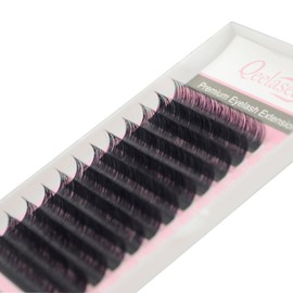 Qeelasee Faux Mink Silk Eyelash Extensions 0.03mm D Curl 14mm Semi-Permanent Individual Lashes Extension Professional Salon Use