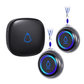 Caregiver Pager, Wireless Call Button for Seniors/Elderly at Home, 2 SOS Buttons + 1 Receiver Medical Life Alert System, Emergency Panic Call Bell, Nurse Calling & Patient Assistance Alarm