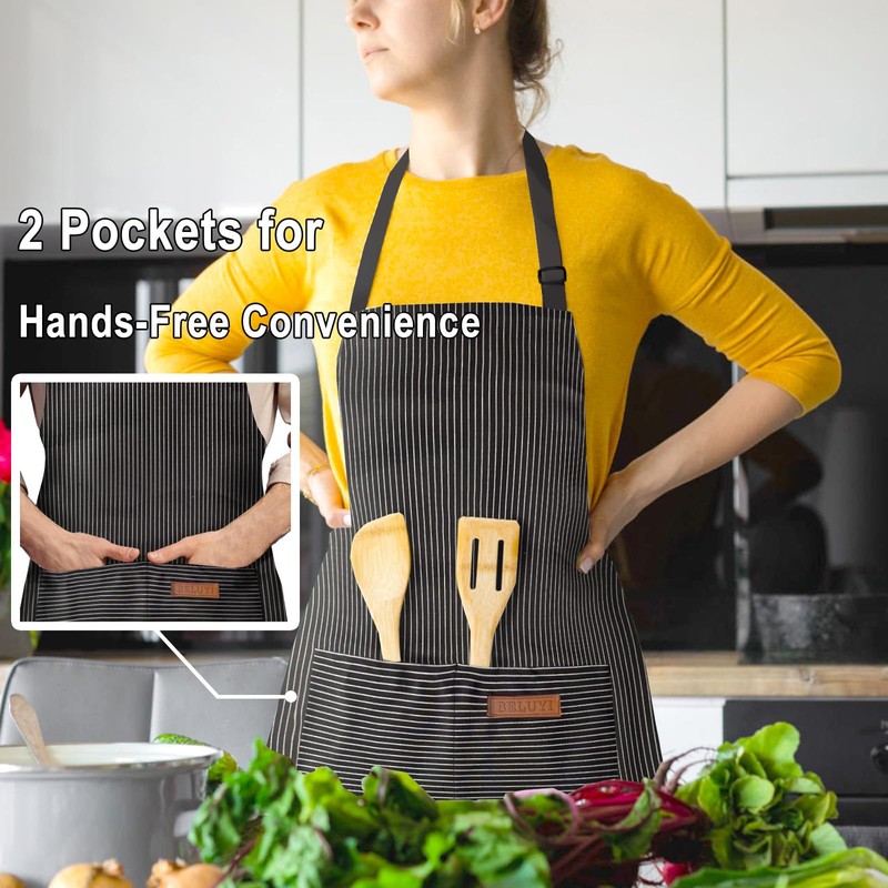BeLuyi Adjustable Bib Apron with 2 Pockets Chef Cooking Kitchen