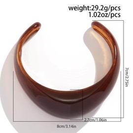 QRH Colorful Acrylic Resin Open Cuff Bracelets Simple Transparent Chunky Thick Bangle Statement Irregular Geometric Resin Wide Wristband Chunky Acetate Wrap Cuff Bracelets-Brown