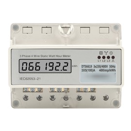 Electric 3 Phase 4 Wire Energy Meter Guide Rail LCD Display Electricity Meter 7P AC230V 400V