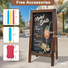 JEFURE A Frame Chalkboard Sign, 40" x 20" Extra Large Sidewalk Sign, Double-Sided Chalk Board, Blackboard Menu Board for Restaurants, Flower Shop, Cafés, Weddings, Brown