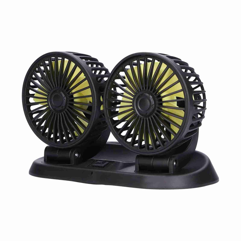 Electric Car Fan 360° Rotatable DoubleHead 5 Blades 2 Speeds