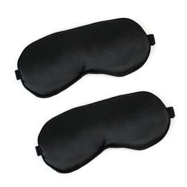 Sleep Mask,2 Pack Elastic Strap Night Eyeshade,Travel Nap for Women Men,Black