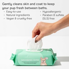 Wild One Wild One, Eucalyptus Natural Dog Grooming Wipes, Cruelty-free, resealable lid, 70 wipes per pouch, 210 Count