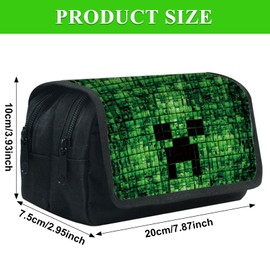 SYSYSYYASNL Minecr Pencil Case, Cartoon Pencil Case, Children's Large Capacity Pen Bag, Double Zip, for Teenagers, Students, Office, School, Office Supplies, b